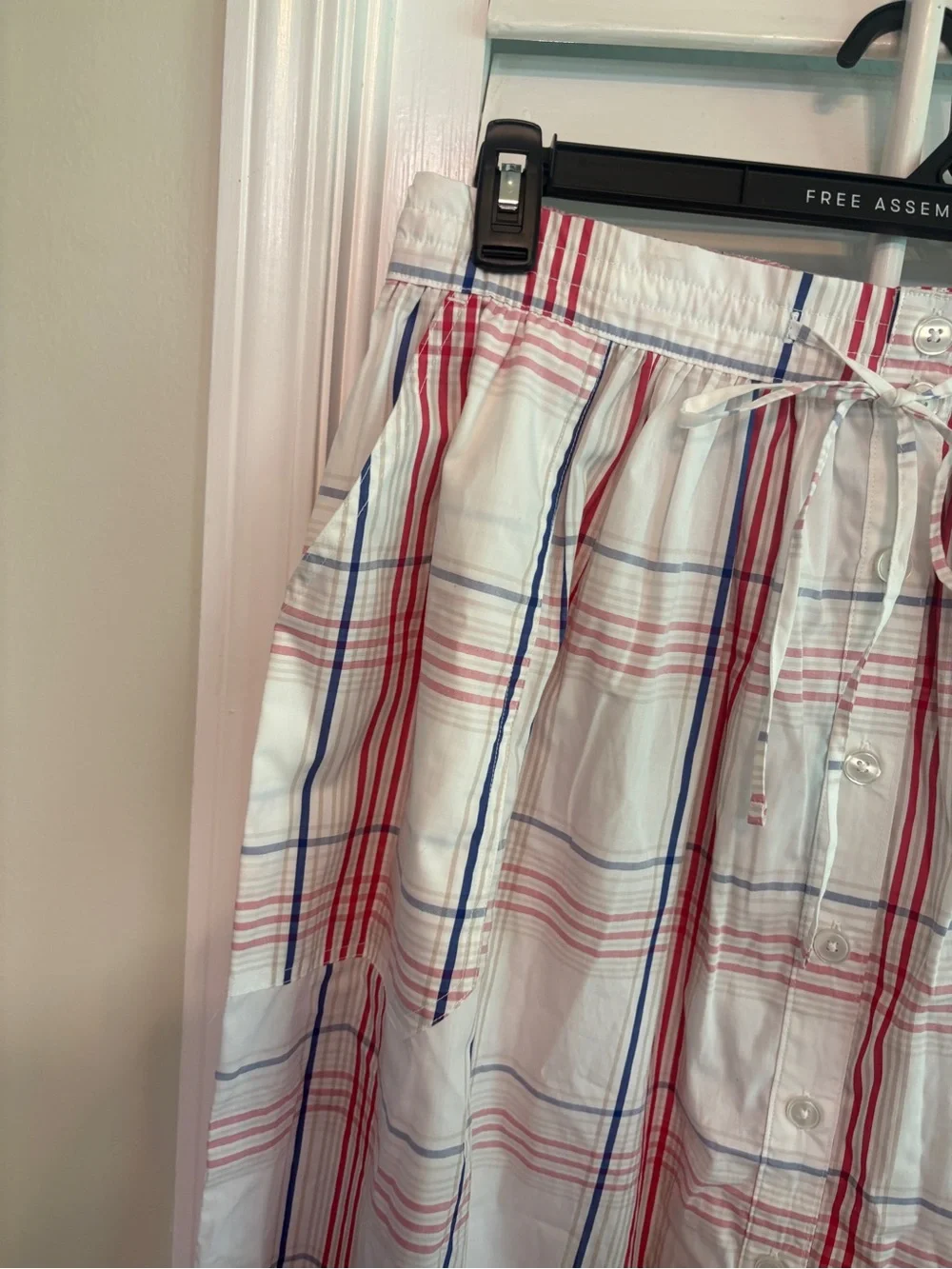 Free assembly White Plaid Button Front Maxi Skirt Size XL